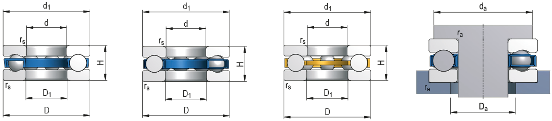 Single direction thrust ball bearings