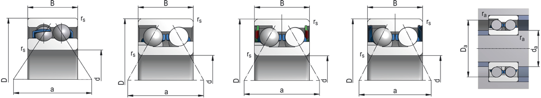 Double row angular contact ball bearings